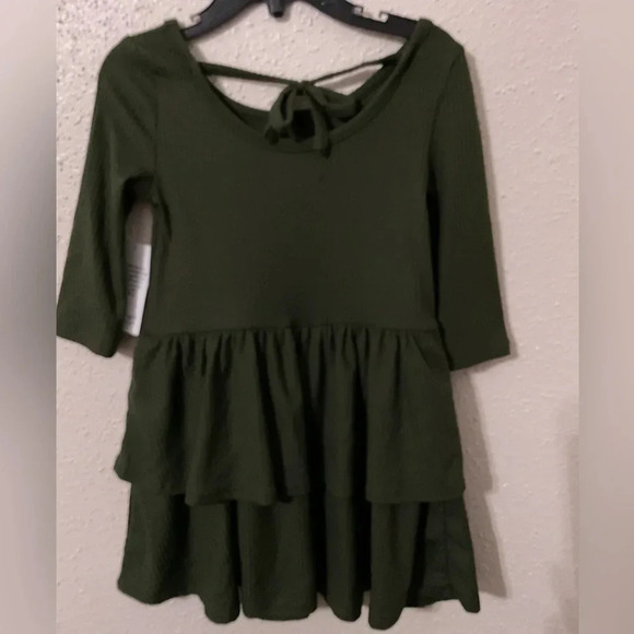 Epic Threads Olive Green Toddler & Little Girls Ribbed-Knit Tiered Ruffle Dress - Picture 3 of 3